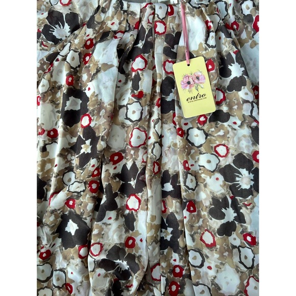 NWT Entro Women's Floral Print Blouse Long Sleeve Gathered Cuff Round Neck - Picture 5 of 11